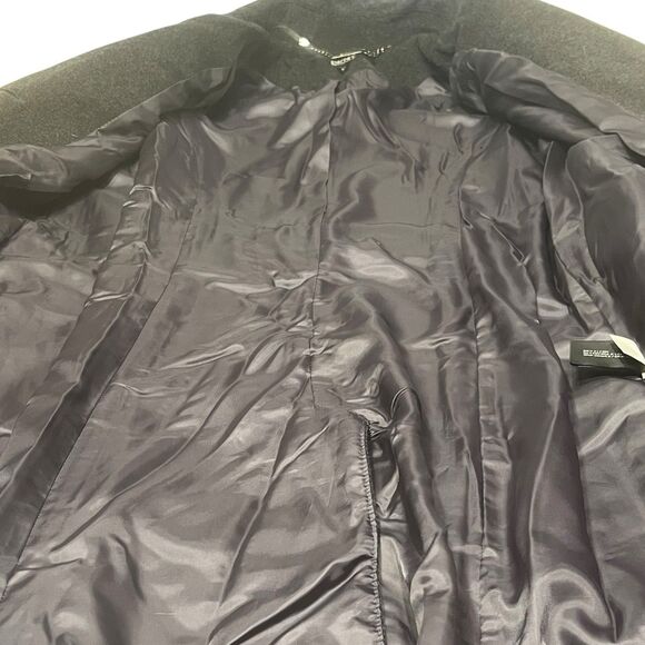 DKNY Charcoal Wool Cashmere Coat Belted Long Overcoat Size 12 NWOT Quiet Luxury - Picture 6 of 11